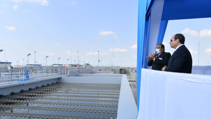 الرئيس السيسي في افتتاح منظومة معالجة مصرف البحر