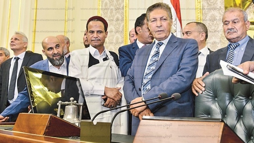 عدد من وفد البرلمان الليبى خلال زيارتهم لمجلس النواب