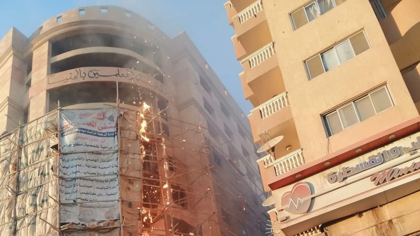 حريق بنقابة المعلمين بالمنيا