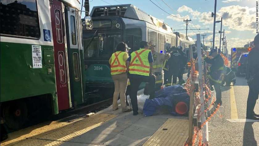 إصابة العشرات جراء حادث تصادم قطارين بمدينة بوسطن الأمريكية