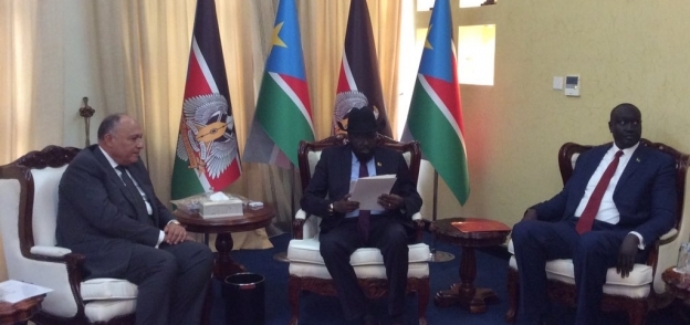 سامح شكري مع رئيس جنوب السودان سلفا كير