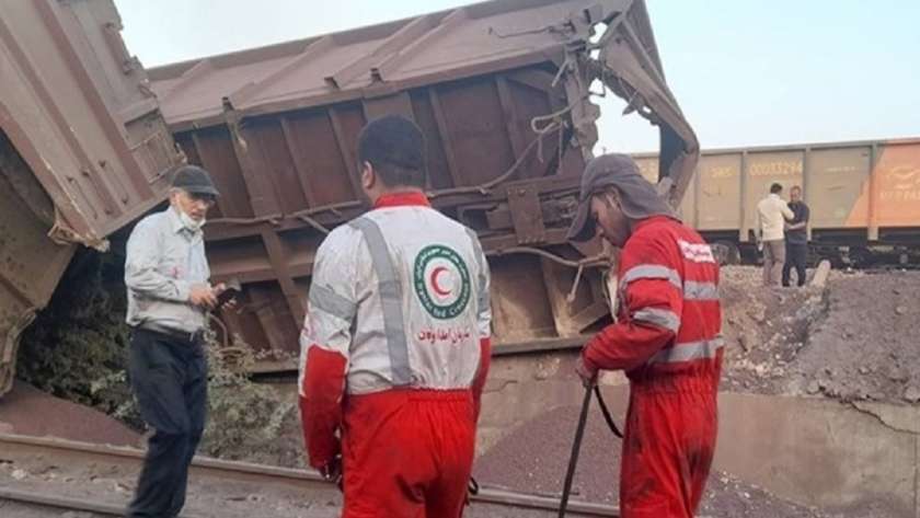 حادث انقلاب قطار شحن في إيران