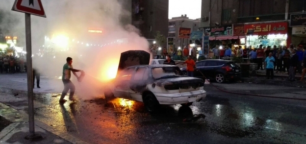 حريق سيارة في مدينة نصر