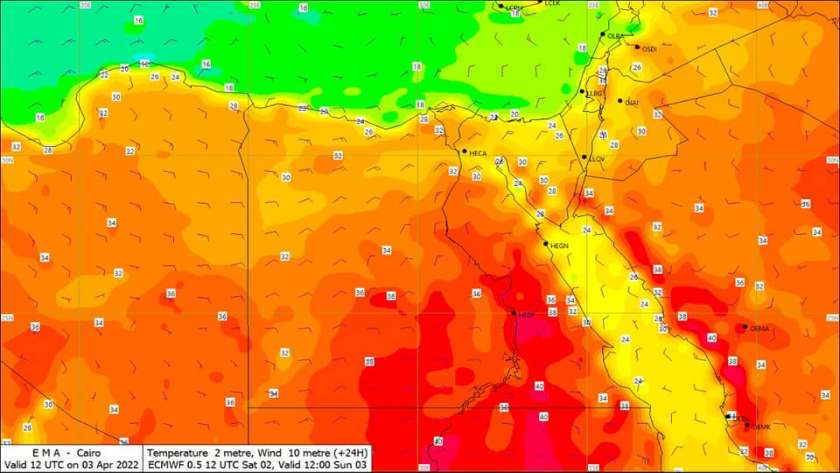 الارصاد:عدة مدن مصرية لن تتأثر بانخفاض درجات الحرارة لمدة أسبوع