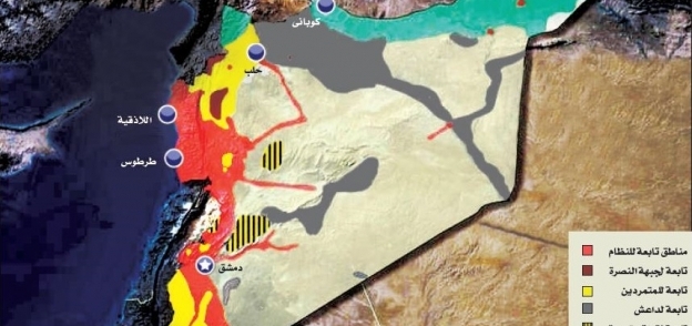 خريطة تبين مناطق السيطرة والنفوذ داخل سوريا