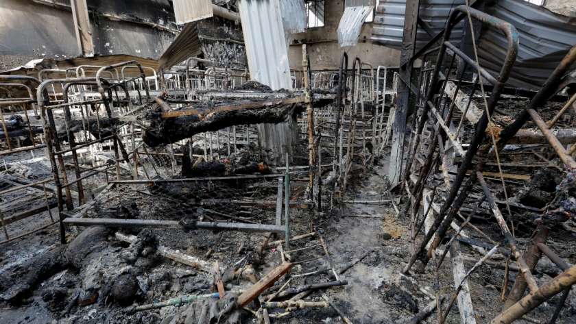 آثار القصف على مركز احتجاز آسرى أوكرانيين
