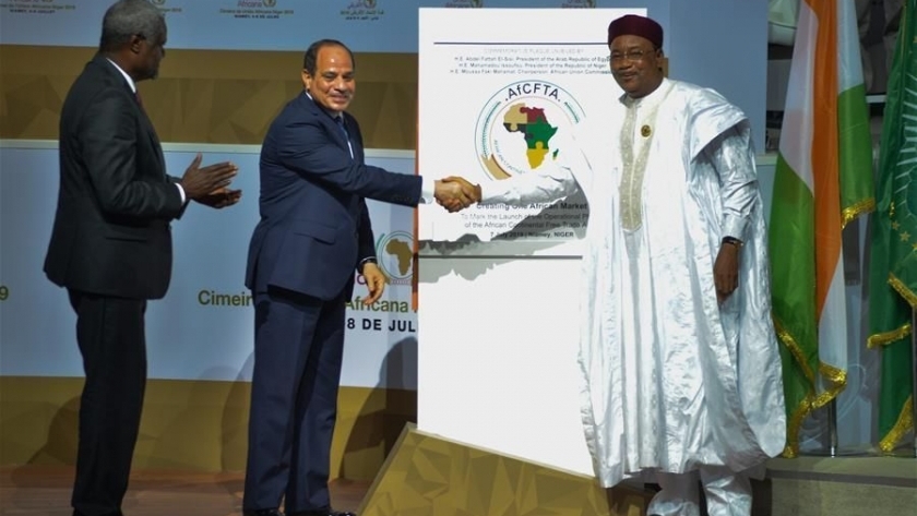 الرئيس عبدالفتاح السيسي أثناء انعقاد القمة الاستثنائية للاتحاد الأفريقي
