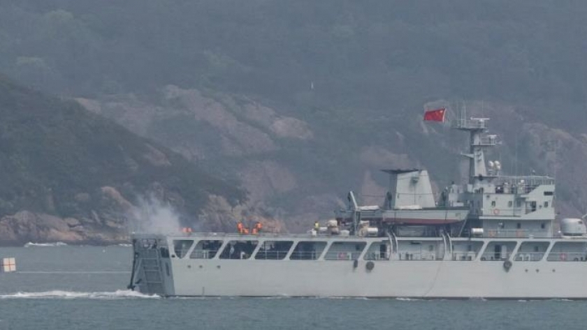سفينة حربية صينية في منطقة مضيق تايوان