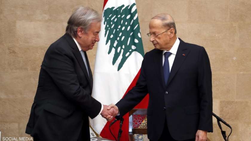 أمين عام الأمم المتحدة أنطونيو غوتيريش والرئيس اللبنانى ميشال عون