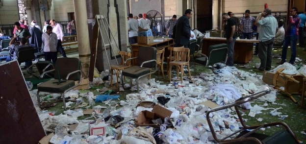 آثار الدمار فى مسجد رابعة
