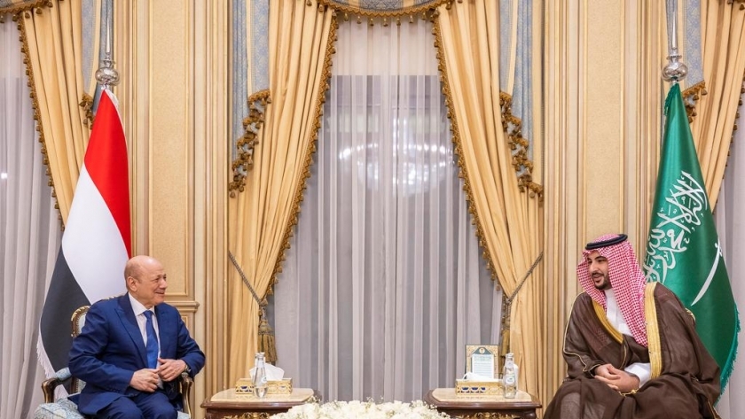 لقاء وزير الدفاع السعودي برئيس مجلس القيادة الرئاسي اليمني