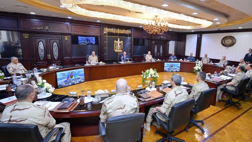 جانب من اجتماع المجلس الأعلى للقوات المسلحة اليوم برئاسة الرئيس السيسي