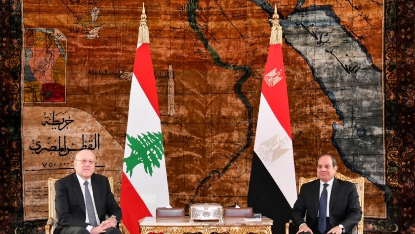 الرئيس عبد الفتاح السيسي خلال استقباله رئيس الحكومة اللبنانية