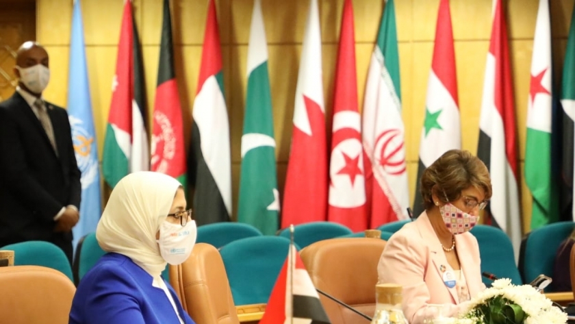 وزيرة الصحة خلال مشاركتها في اجتماع المكتب الإقليمي لمنظمة الصحة العالمية أمس