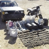 صواريخ ومتفجرات ضبطها الجيش فى سيناء أمس