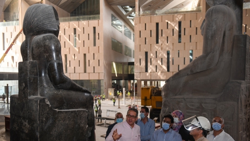 جانب من تفقد وزير الأثار للمتحف المصري الكبير