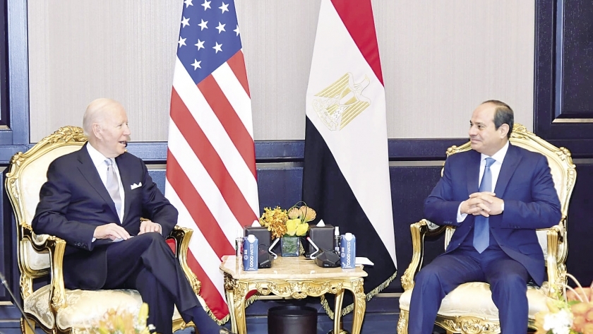 الرئيس عبدالفتاح السيسي خلال اجتماعه بنظيره الأمريكي أمس الأول