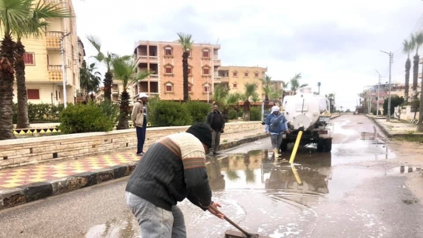 رفع مياه الأمطار في كفر الشيخ