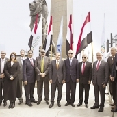 رئيس البنك الأهلى خلال افتتاح الكوبرى بحضور محافظ القاهرة