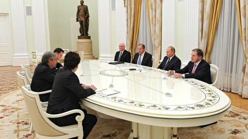 لقاء بوتين وأمين الأمم المتحدة في موسكو