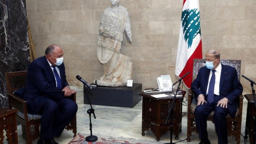 الرئيس اللبناني ميشال عون يستقبل وزير الخارجية سامح شكري