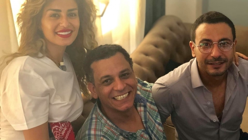 منة فضالي مع محمد نجاتي والمخرج تامر حمزة