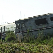 جانب من حادث تصادم قطاري الإسكندرية