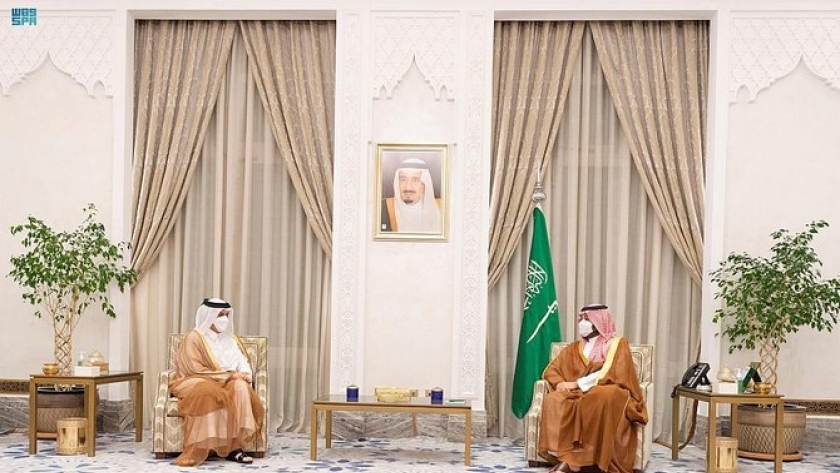استقبال ولي عهد السعودية لوزير خارجية قطر