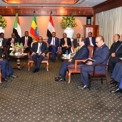 الرئيس عبدالفتاح السيسى خلال اجتماعه الثلاثى بالرئيس عمر البشير ورئيس وزراء إثيوبيا