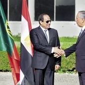 الرئيس البرتغالى أثناء استقبال «السيسى» فى القصر الرئاسى