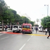 موقع حادث تفجير إرهابية لنفسها في شارع الحبيب بورقيبة في تونس