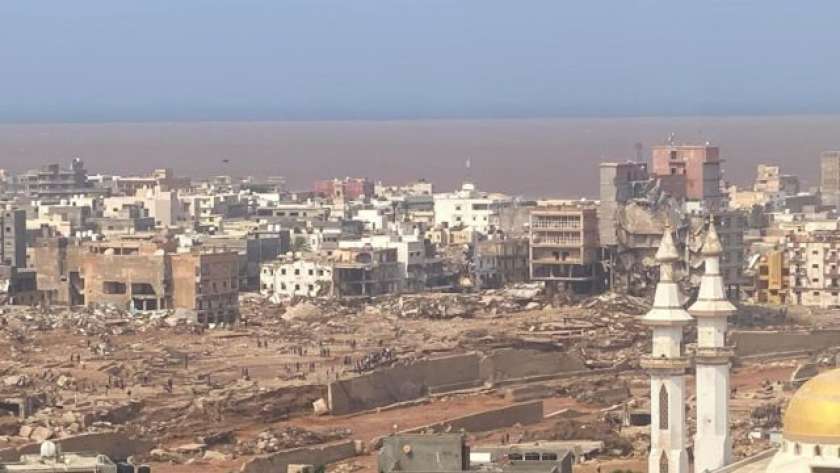 آثار الدمار على مدينة درنة بعد العاصفة دانيال