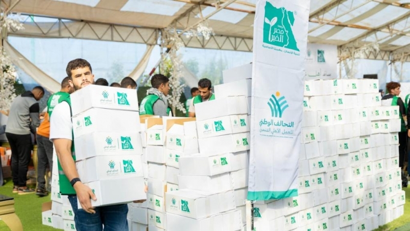 جهود التحالف الوطني للعمل الأهلي والتنموي في جمع وإيصال المساعدات لغزة