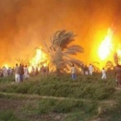 حريق قرية الراشدة بمحافظة الوادي الجديد