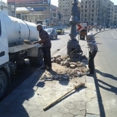ترميم أجزاء من الجزيرة الوسطى بمدخل شارع قناة السويس بالإسكندرية