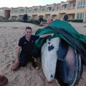 الحوت على شواطئ الإسكندرية بعد نفوقه