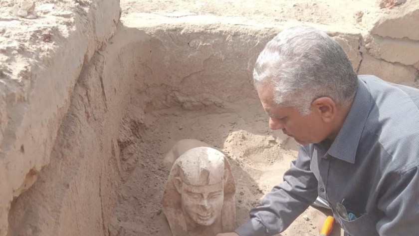 إكتشاف تمثال لأبو الهول بجوار معبد دندرة بمحافظة قنا
