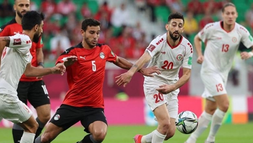 صورة من مباراة مصر مع لبنان