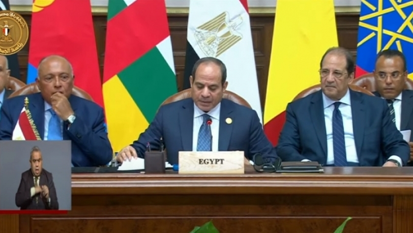 الرئيس عبدالفتاح السيسي خلال إلقاء كلمته بقمة دول جوار السودان