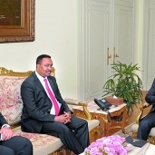 الرئيس «السيسى» و«شكرى» خلال لقائهما مع وزير الخارجية الإثيوبى