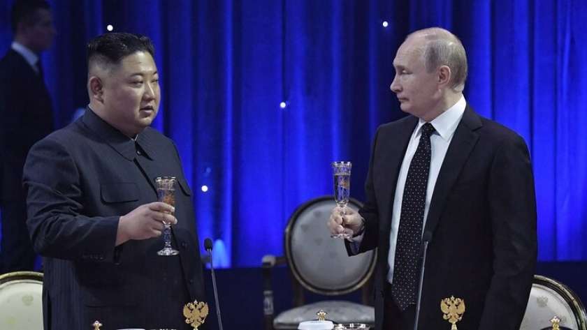 الرئيس الروسي، فلاديمير بوتين وزعيم كوريا الشمالية كيم جونج أون
