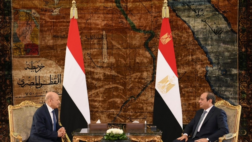 السيسي يستقبل رئيس مجلس القيادة الرئاسي بالجمهورية اليمنية
