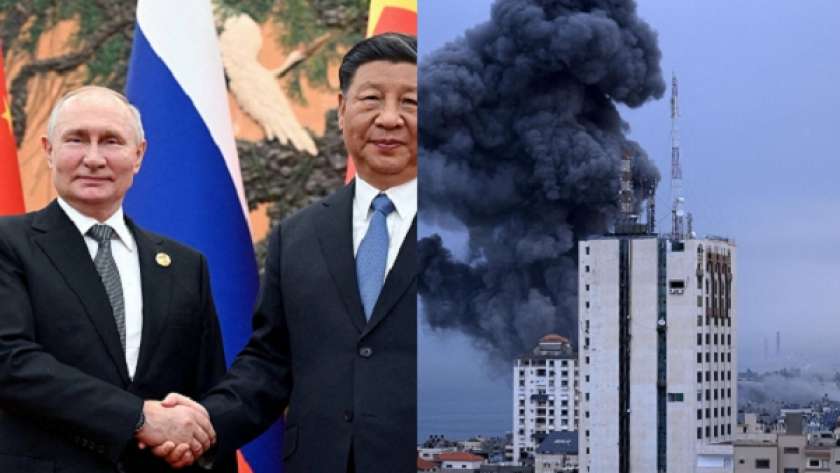 جانب من قصف قطاع غزة وجانب من لقاء الرئيس الروسي بنظيره الصيني