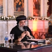 البابا تواضروس الثاني خلال لقاءه الأول بشباب الإسكندرية بالكنيسة المرقسية