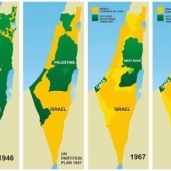 خريطة فلسطين المحتلة وتأكلها عبر الزمن