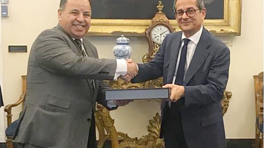 وزير المالية محمد معيط خلال لقاء نظيره الإيطالي