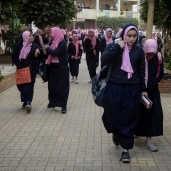 طالبات بعد خروجهن من الامتحانات أمس