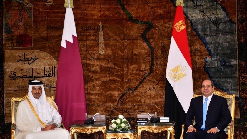 لقاء سابق بين الرئيس عبدالفتاح السيسي والشيخ تميم بن حمد