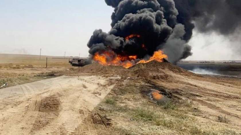 حريق هائل يشتعل في خط نقل النفط بسوريا