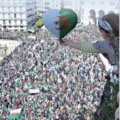 متظاهرة جزائرية ترفع علم بلادها على هيئة قلب